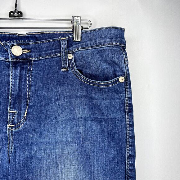 Rock & Republic Womens Berlin Dark Wash Mid Rise Skinny Jeans Plus Size 16 - Picture 6 of 15